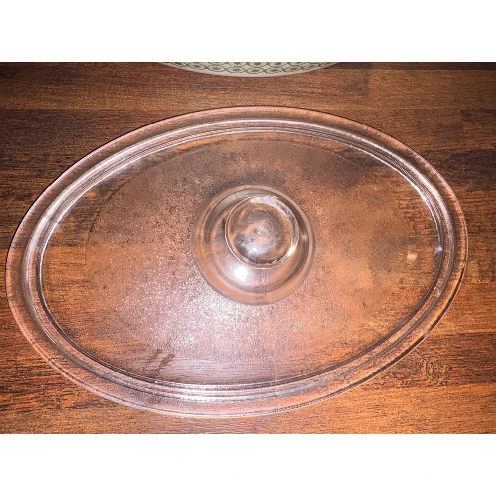 Vintage Ovenware Green Flowers Oval Casserole Dish with Lid 1 Qt